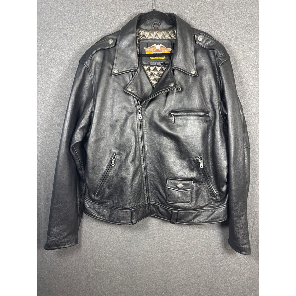 Harley-Davidson Mens 3XL Black Leather Motorcycle Jacket American Legend Biker